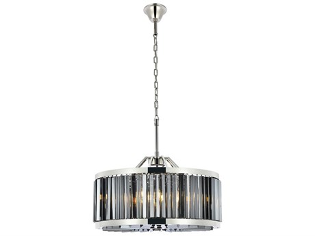Elegant Lighting Chelsea 8-Light Polished Nickel Silver Crystal Drum Pendant