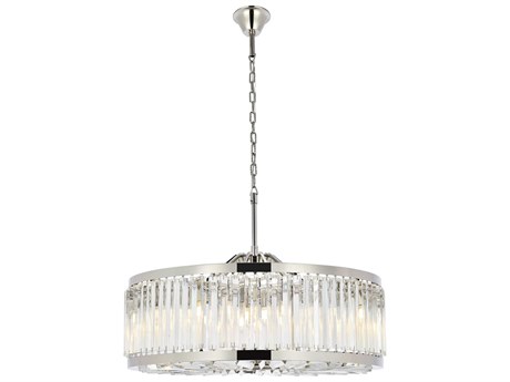Elegant Lighting Chelsea 10-Light Polished Nickel Clear Crystal Drum Pendant