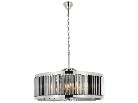 Elegant Lighting Chelsea 10-Light Polished Nickel Silver Crystal Drum Pendant