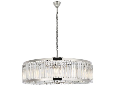 Elegant Lighting Chelsea 10-Light Polished Nickel Crystal Drum Pendant