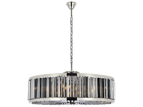 Elegant Lighting Chelsea 10-Light Polished Nickel Silver Crystal Drum Pendant