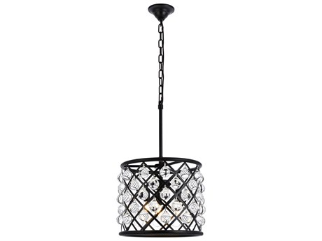 Elegant Lighting Madison 3-Light Mocha Brown Clear Crystal Drum Pendant