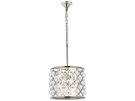 Elegant Lighting Madison 3-Light Polished Nickel Clear Crystal Drum Pendant