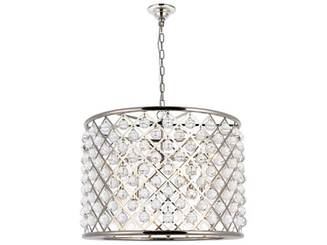 Elegant Lighting Madison 8-Light Polished Nickel Clear Crystal Drum Pendant