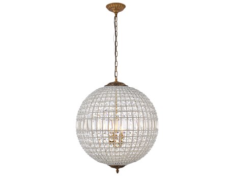 Elegant Lighting Olivia 5-Light French Gold Clear Crystal Round Pendant