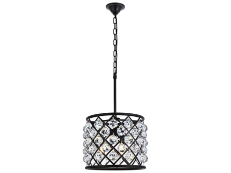 Elegant Lighting Madison 4-Light Mocha Brown Clear Crystal Drum Pendant
