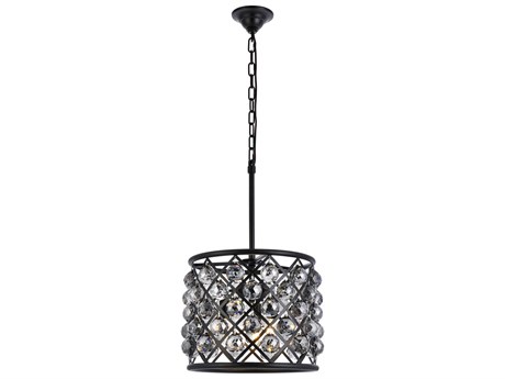 Elegant Lighting Madison 4-Light Mocha Brown Clear Crystal Drum Pendant