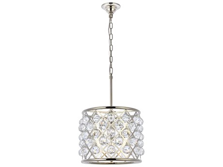 Elegant Lighting Madison 4-Light Polished Nickel Crystal Drum Pendant