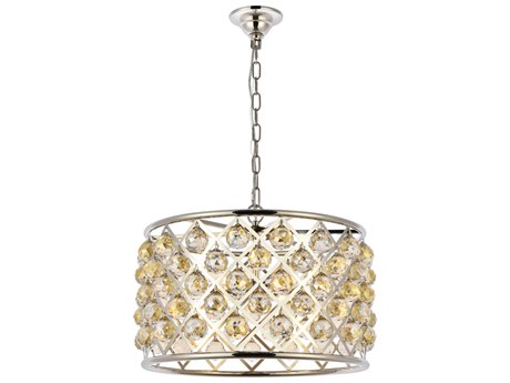 Elegant Lighting Madison 6-Light Polished Nickel Gold Crystal Drum Pendant