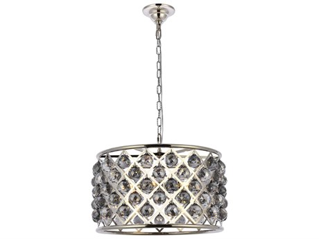 Elegant Lighting Madison 6-Light Polished Nickel Silver Crystal Drum Pendant