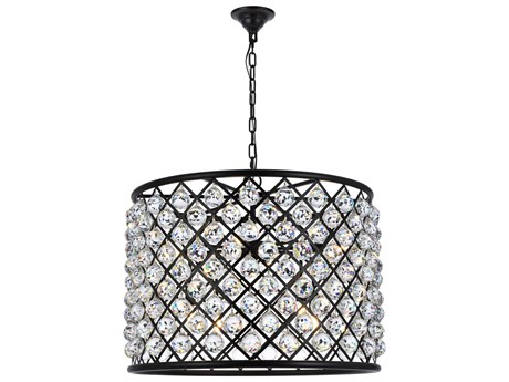 Elegant Lighting Madison 8-Light Mocha Brown Clear Crystal Drum Pendant