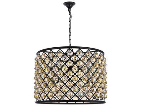 Elegant Lighting Madison 8-Light Mocha Brown Gold Crystal Drum Pendant