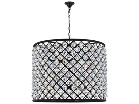 Elegant Lighting Madison 12-Light Mocha Brown Clear Crystal Drum Pendant