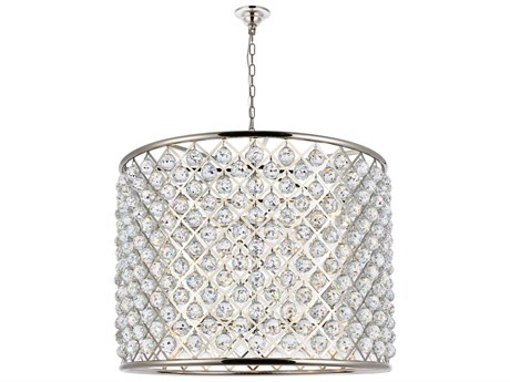 Elegant Lighting Madison 12-Light Polished Nickel Clear Crystal Drum Pendant