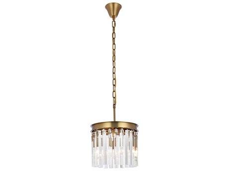 Elegant Lighting Sydney 3-Light Satin Gold Drum Pendant