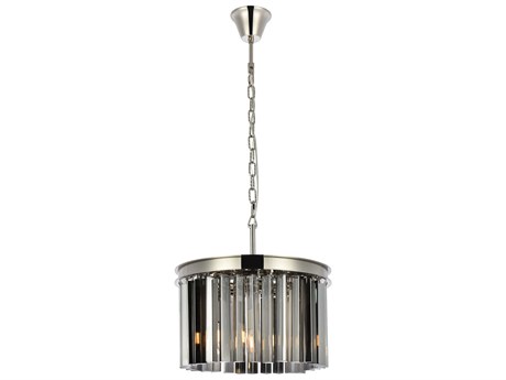 Elegant Lighting Sydney 3-Light Polished Nickel Silver Crystal Drum Pendant