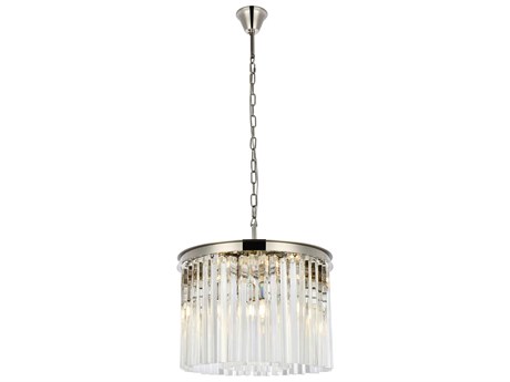 Elegant Lighting Sydney 6-Light Polished Nickel Clear Crystal Drum Pendant