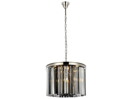 Elegant Lighting Sydney 6-Light Polished Nickel Silver Crystal Drum Pendant