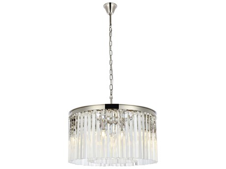 Elegant Lighting Sydney 8-Light Polished Nickel Clear Crystal Drum Pendant