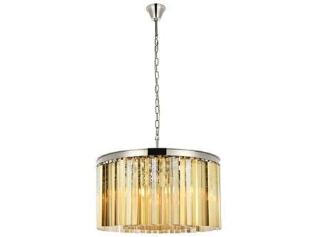 Elegant Lighting Sydney 8-Light Polished Nickel Gold Crystal Drum Pendant
