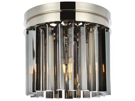 Elegant Lighting Sydney 3-Light Polished Nickel Silver Crystal Drum Flush Mount