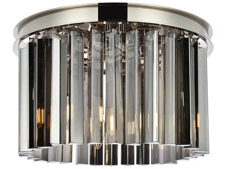 Elegant Lighting Sydney 3-Light Polished Nickel Silver Crystal Drum Flush Mount