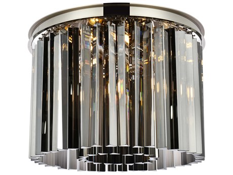 Elegant Lighting Sydney 6-Light Polished Nickel Silver Crystal Drum Flush Mount