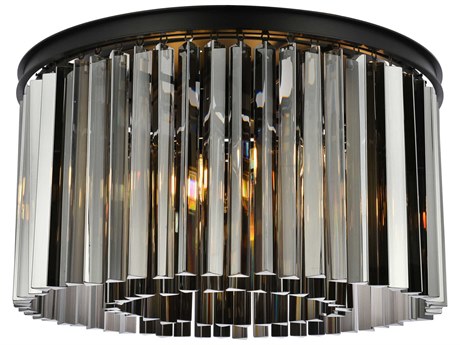 Elegant Lighting Sydney 8-Light Matte Black Silver Crystal Drum Flush Mount