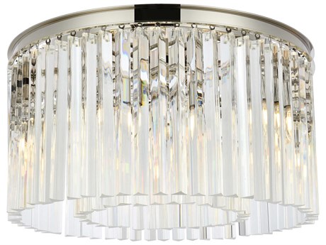 Elegant Lighting Sydney 8-Light Polished Nickel Clear Crystal Drum Flush Mount