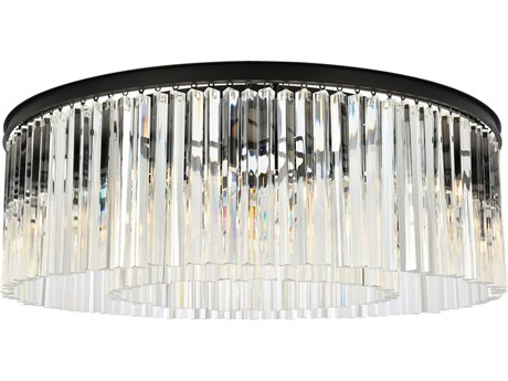 Elegant Lighting Sydney 10-Light Matte Black Clear Crystal Drum Flush Mount
