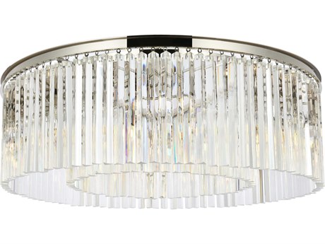 Elegant Lighting Sydney 10-Light Polished Nickel Clear Crystal Drum Flush Mount