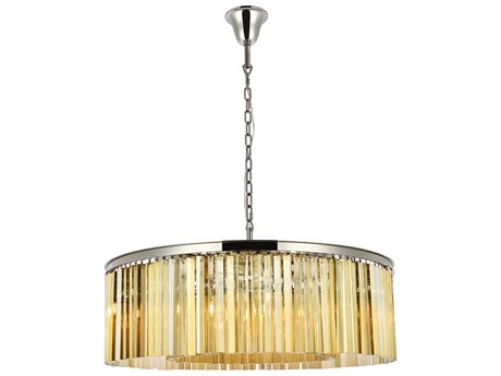 Elegant Lighting Sydney 10-Light Polished Nickel Gold Crystal Drum Pendant
