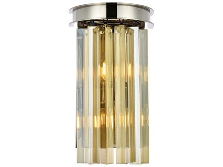 Elegant Lighting Sydney Polished Nickel Gold Crystal Wall Sconce