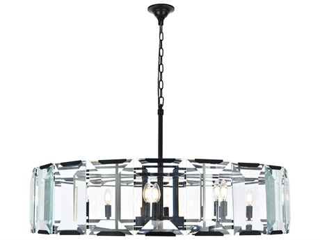 Elegant Lighting Monaco 10-Light Matte Black Clear Glass Drum Chandelier