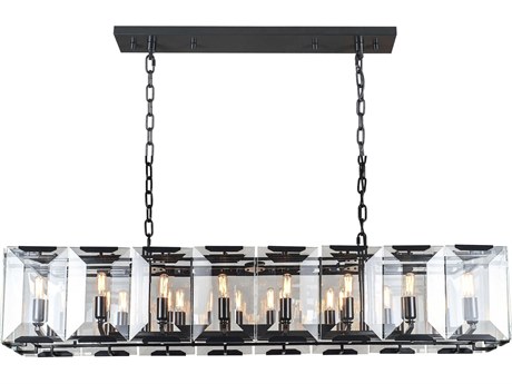 Elegant Lighting Monaco 16-Light-Light6 Matte Black Clear Glass Island Pendant