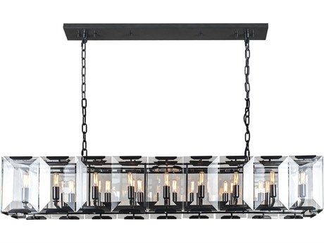 Elegant Lighting Monaco 18-Light8-Light Matte Black Clear Glass Island Pendant