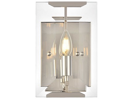 Elegant Lighting Monaco 1-Light Polished Nickel Clear Glass Wall Sconce