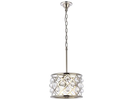 Elegant Lighting Madison 3-Light Polished Nickel Clear Crystal Drum Mini Pendant