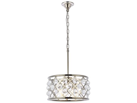Elegant Lighting Madison 4-Light Polished Nickel Clear Crystal Drum Pendant