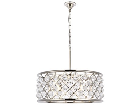 Elegant Lighting Madison 6-Light Polished Nickel Clear Crystal Drum Pendant