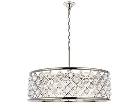 Elegant Lighting Madison 8-Light Polished Nickel Clear Crystal Drum Pendant