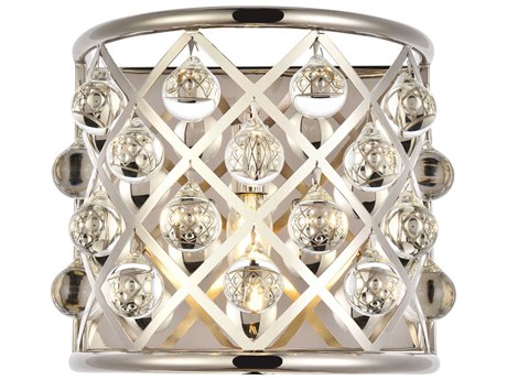 Elegant Lighting Madison 1-Light Polished Nickel Clear Crystal Wall Sconce