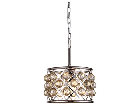 Elegant Lighting Madison 3-Light Polished Nickel Gold Crystal Drum Mini Pendant