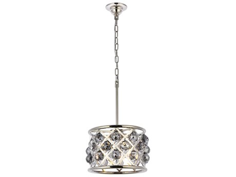Elegant Lighting Madison 3-Light Polished Nickel Silver Crystal Drum Mini Pendant
