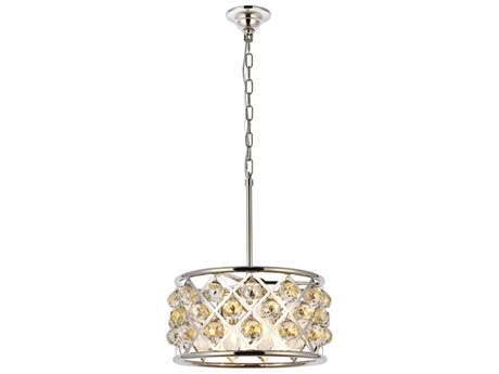 Elegant Lighting Madison 4-Light Polished Nickel Gold Crystal Drum Pendant