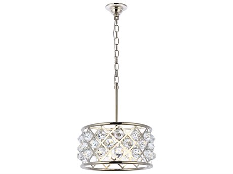 Elegant Lighting Madison 4-Light Polished Nickel Clear Crystal Drum Pendant