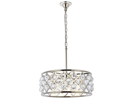 Elegant Lighting Madison 5-Light Polished Nickel Clear Crystal Drum Pendant