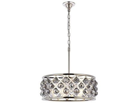 Elegant Lighting Madison 5-Light Polished Nickel Silver Crystal Drum Pendant