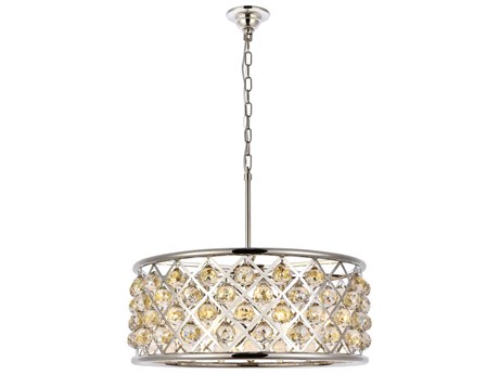 Elegant Lighting Madison 6-Light Polished Nickel Gold Crystal Drum Pendant