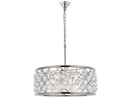 Elegant Lighting Madison 6-Light Polished Nickel Clear Crystal Drum Pendant